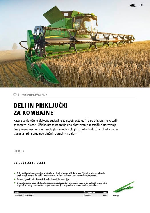 Deli in priključki za kombajne